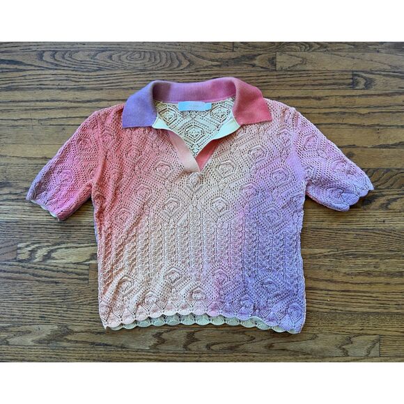 Jonathan Simkhai Thelma Ombre Knit Polo Sweater Shirt Top Women's Size Small - Picture 3 of 8